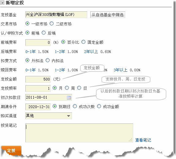 添加定投